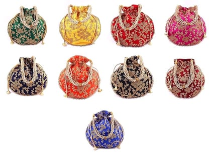 Rajasthani Look Women's Wristlets Ethnic Bridal Potli Combo ( Pack Of 9 )