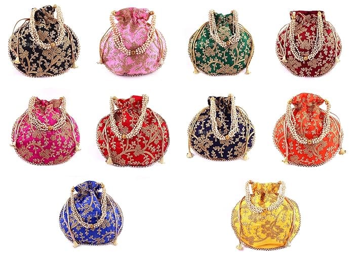 Rajasthani Look Women's Wristlets Ethnic Bridal Potli Combo (Pack Of 10 )