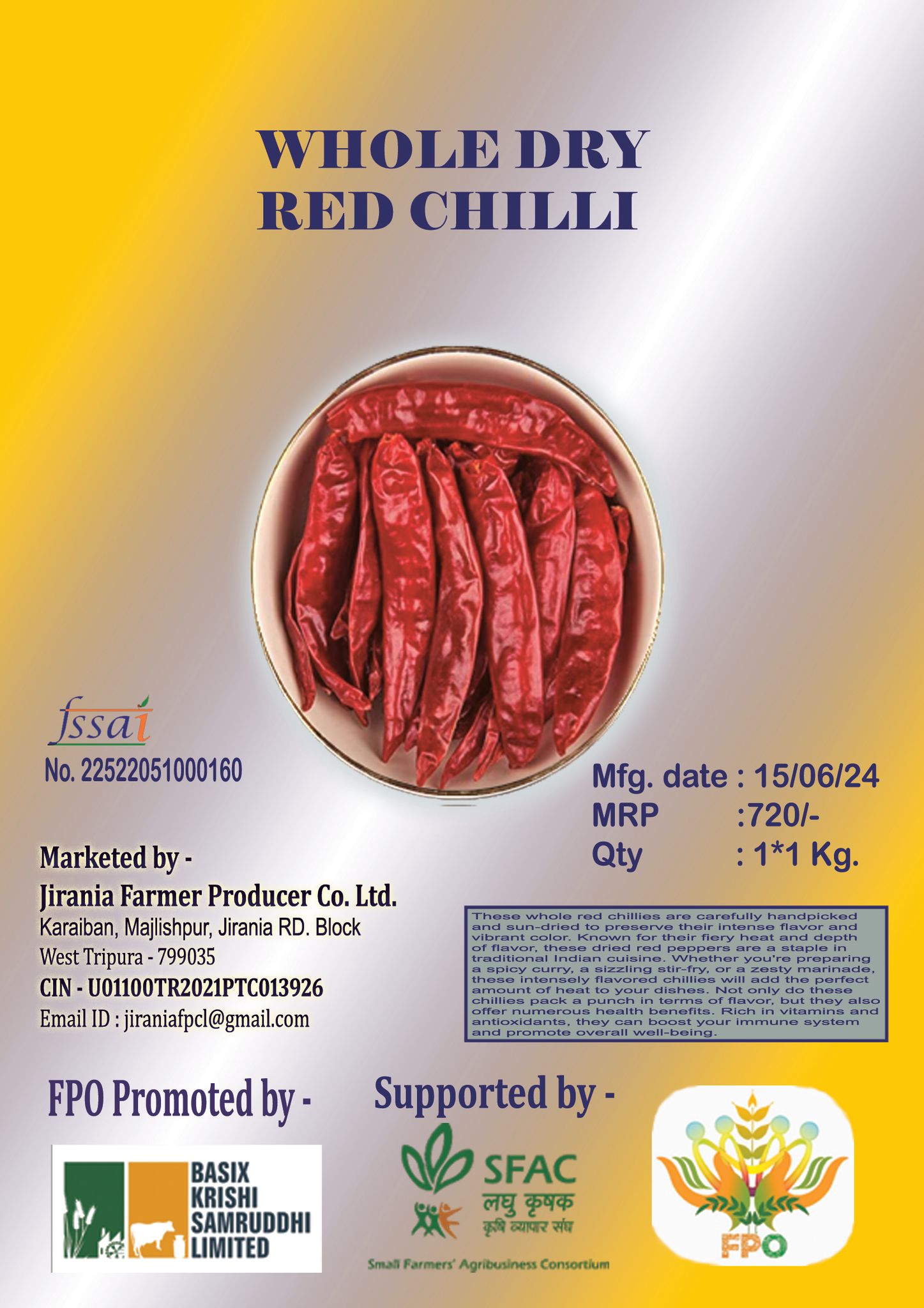 Indian Red Chili (Lal Mirch) | 1Kg