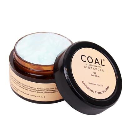 COAL Clean Beauty Revitalizing Cream For Men | Sunflower Seed Oil Niacinamide Olive Cocoa Butter Shea Moisturizes & Delays Premature Ageing All Skin Types