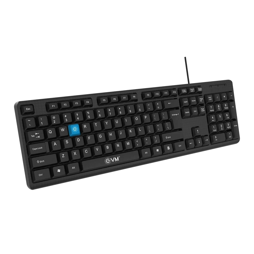 EVM Wired Keyboard | Spill-Resistant | UV Paint Coated | USB Connectivity | Smooth Keystrokes | 1 Year Brand Warranty