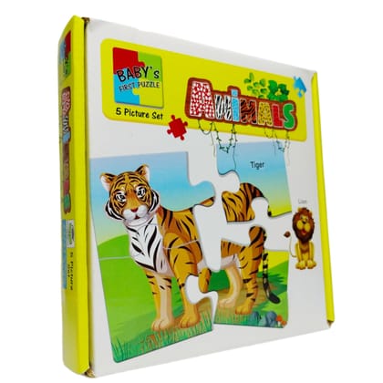 7AYS Baby's first puzzle set-puzzle set for toddlers-A set of 5 jigsaw puzzles in the theme of Animals for boys and girls-Beginner friendly-Educational puzzles and games for kids-Brain booster puzzles