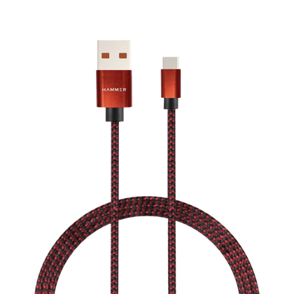 Hammer Unbreakable 3.1A Fast Charging Braided Cable 1 Meter (Red)