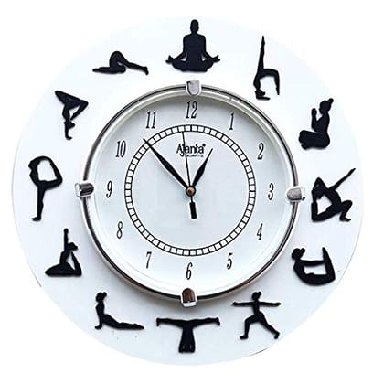 handicrafts Wooden Yoga Pattern Wall Clocks