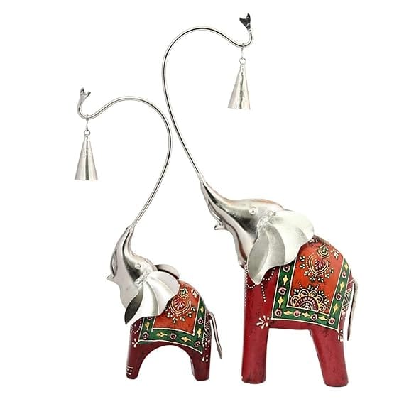 Paradise Wooden and Metal Maroon Elephant Handmade Decorative