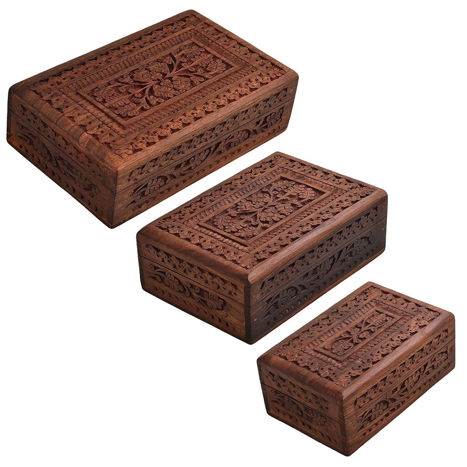 Handicraft Wooden Full Carving Handcarved Jewellery Box