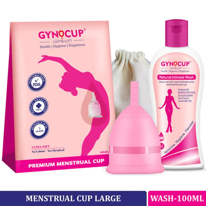 GynoCup Reusable Menstrual Cup for Women - Ultra Soft, Odour and Rash Free, No Leakage, Protection for Up to 10-12 Hours, FDA Approved  (Large)