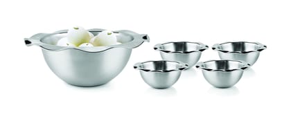 Shapes Stainless Steel Dessert Bowl for Ice Cream/Salad/Fruit/Pudding - Silver (Set of 5)