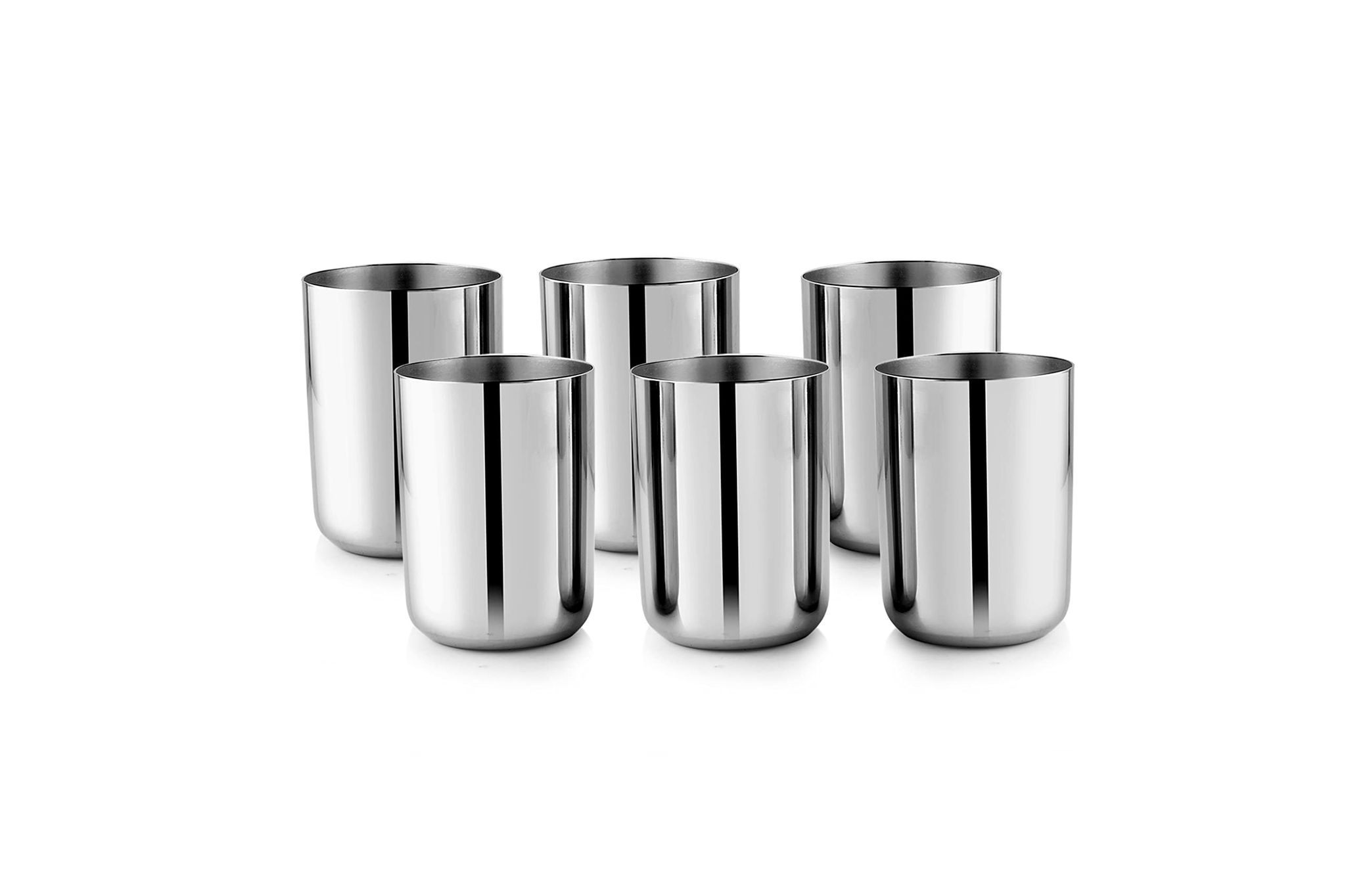 Koko Stainless Steel Glass, Set Of 6 Pieces, Laser Print Serving Glasses, Unbreakable Water Drinking Glasses Set, High Durable, Stylish & Dishwasher Safe, 50 ML