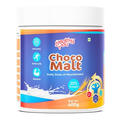 HEALTHY YOU Choco Malt | Nutrition Drink Powder for Growing Kids 400gm