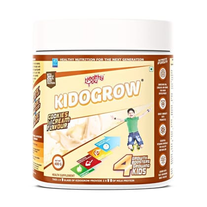 Healthy You Kidogrow |Kids Protein Supplement| Boosts Immunity| High Protein| Less Carbohydrates| Improves Stamina & Focus| DHA & Choline for Brain Development| 400g