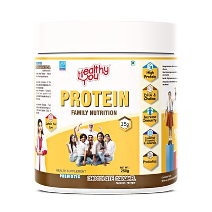 Healthy You Protein | Daily Family Nutrition Needs| Fewer Carbohydrate & Double Protein| Contains Soya and Pea Protein| Pre Biotics| 6.25g Protein per scoop