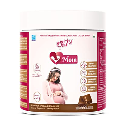 Healthy You Mom | For Pregnant and Lactating Moms Protein Powder | Sugar Free & Gluten Free | 400gm Chocolate Flavour