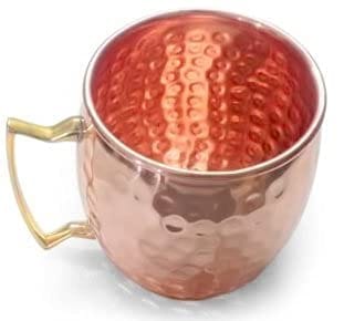 SHAKUNTALA Textiles Pure Copper Mug, Cup, Hammered Design for Drinking Serving Water, Copper Glass (Pack of 1)