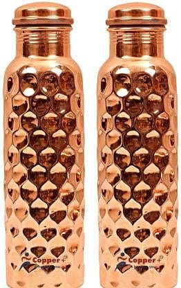 Shakuntala Vintage Copper Plus Hammered Copper Water Bottle, 1000ml- Pack of 2 2000 ml Bottle (Pack of 2, Copper, Wter Bottle )