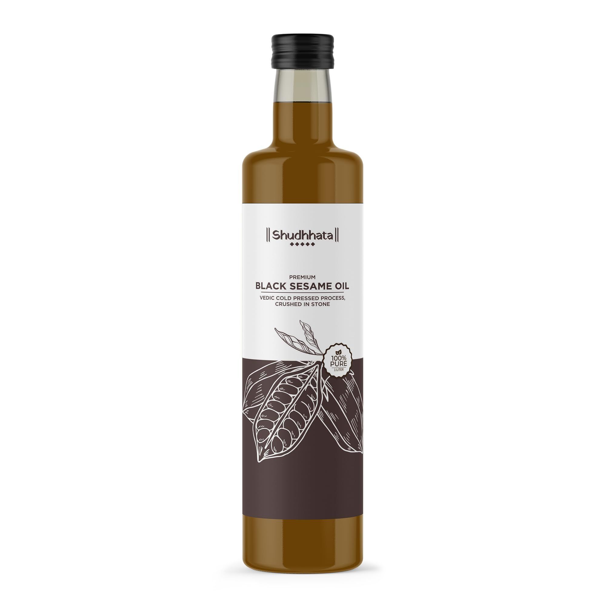 Shudhaata Black Sesame Oil (1L) - Queen of Oils Rich in Vitamin B6, Vitamin E, and Minerals