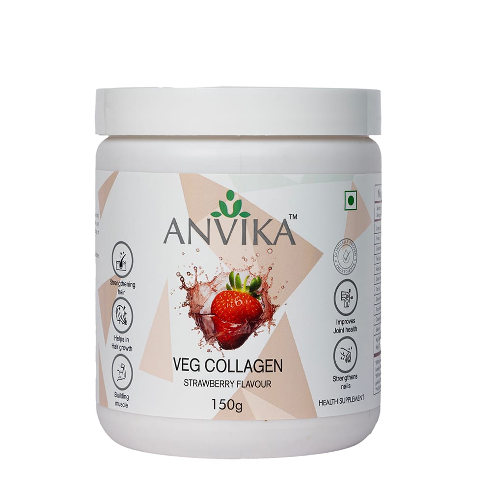 Anvika Veg Collagen: Strawberry-Flavored Vegan Collagen Peptides for Skin