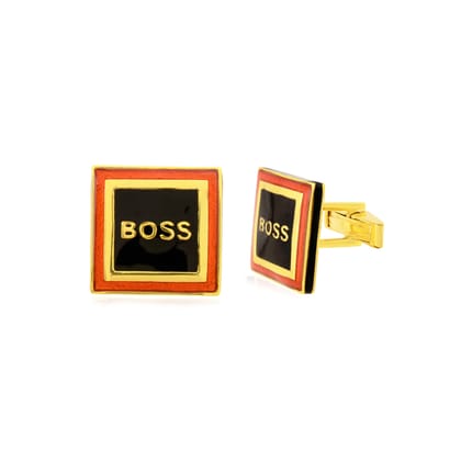 Boss Cufflinks | Black & Red Enamel Sterling Silver Cufflinks | Handcrafted Men's Accessories | Unique Cufflinks | Shirt Cufflinks For Her