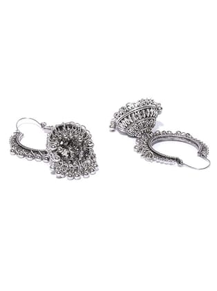 Jewellery Earrings for Women Afghani Oxidised Silver Jhumka earrings for Girls and Women