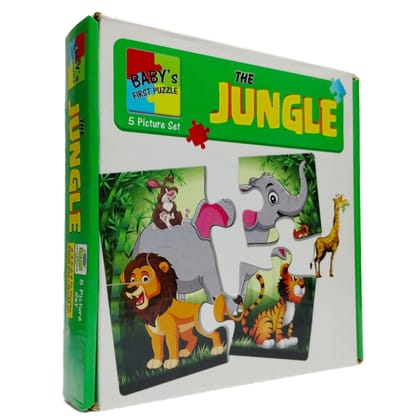 7AYS Baby's First Puzzle Set-Puzzle Set for Toddlers-A Set of 5 Jigsaw Puzzles in The Theme of The Jungle for Boys and Girls-Beginner Friendly-Educational Puzzles and Games for Kids-Brain Booster Set