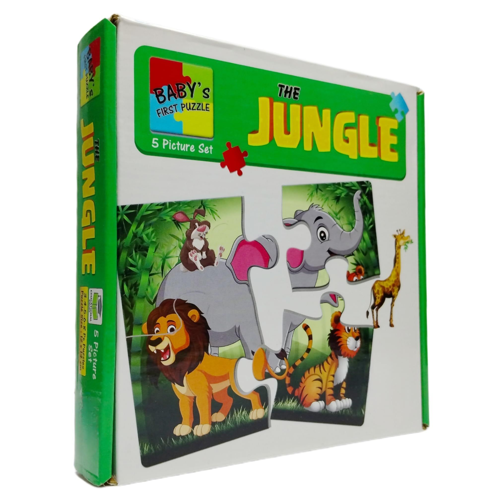 7AYS Baby's First Puzzle Set-Puzzle Set for Toddlers-A Set of 5 Jigsaw Puzzles in The Theme of The Jungle for Boys and Girls-Beginner Friendly-Educational Puzzles and Games for Kids-Brain Booster Set