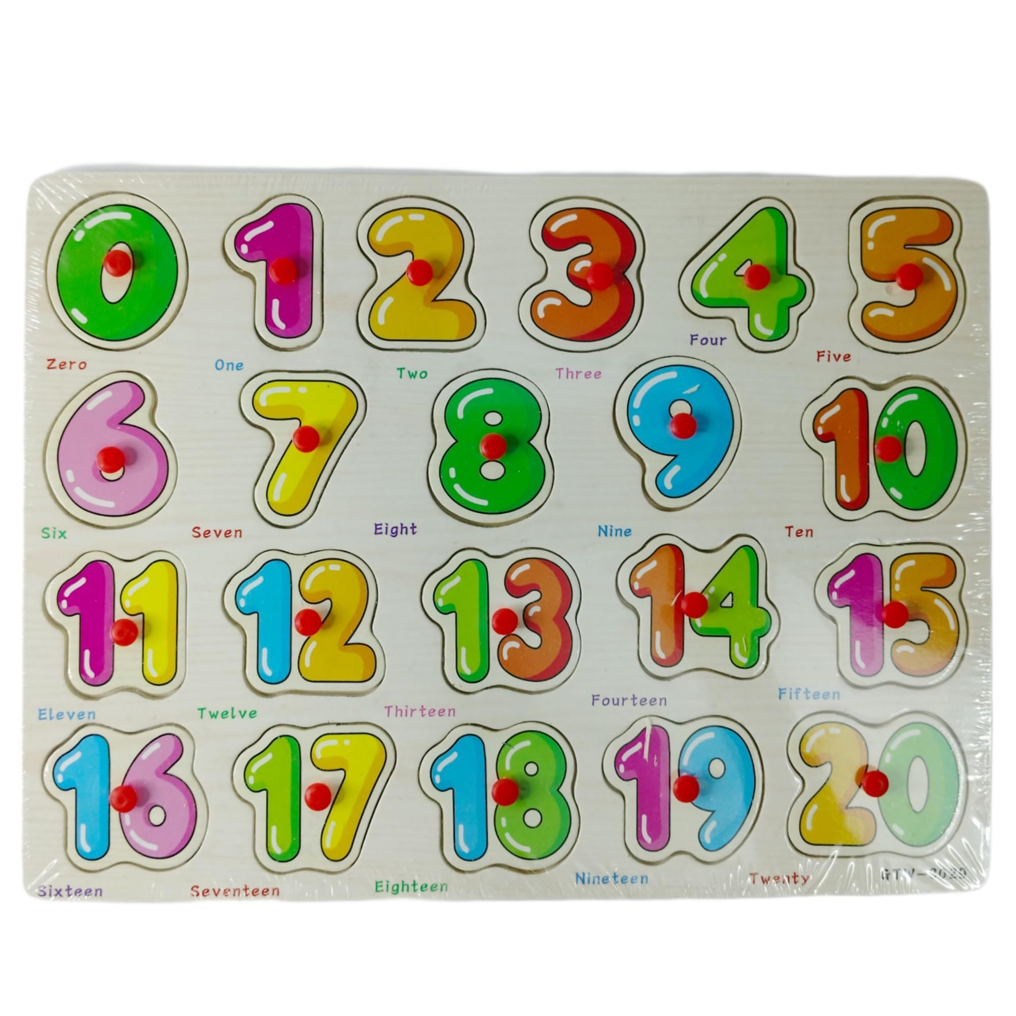 7AYS Child's First Learn and Play Wooden Puzzles-Wooden Puzzles and Games for Boys and Girls-Numerical Wooden Puzzle Board (0-20) and Their Wordings- Educational Wooden Puzzles