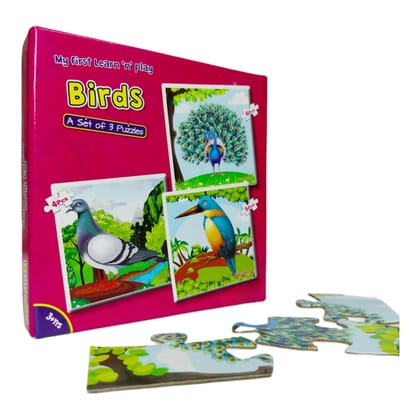 7AYS Early Learning Games for Kids-Puzzle Games for Toddlers-A Set of 3 Jigsaw Puzzles in The Theme of Birds for Kids-Skill Developing Games-Educational Puzzles and Games for Children