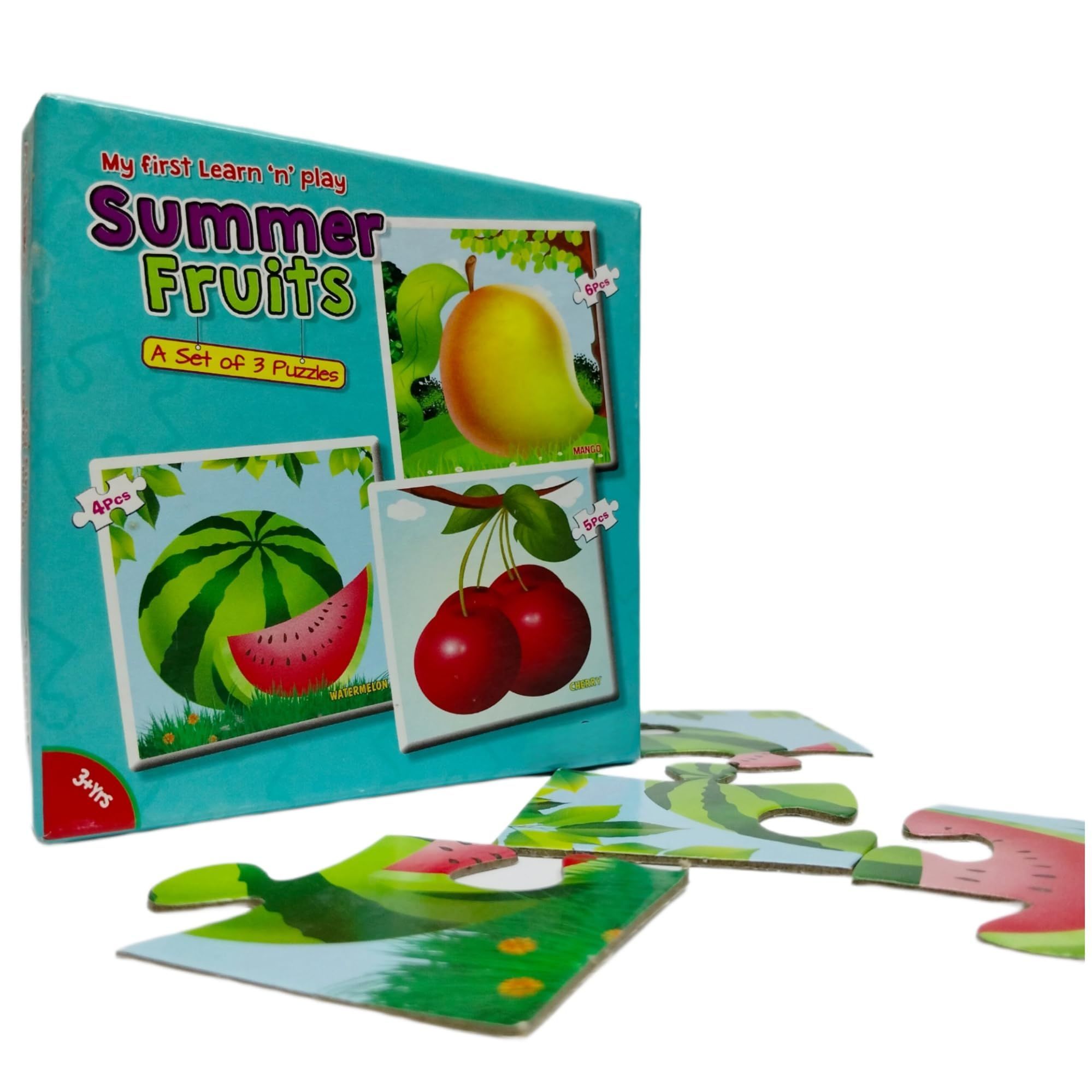 7AYS Early Learning Games for Kids-Puzzle Games for Toddlers-A Set of 3 Jigsaw Puzzles in The Theme of Summer Fruits for Kids-Skill Developing Games-Educational Puzzles and Games for Children