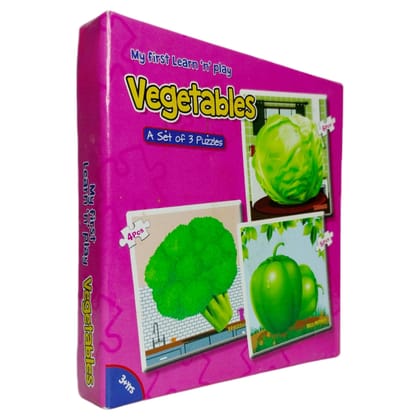 7AYS Early Learning Games for Kids-Puzzle Games for Toddlers-A Set of 3 Jigsaw Puzzles in The Theme of Vegetables for Kids-Skill Developing Games-Educational Puzzles and Games for Children