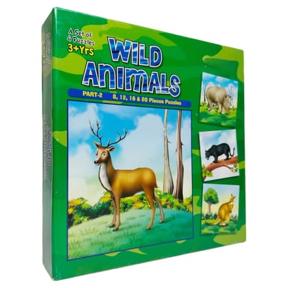 7AYS Educational puzzle for kids-Puzzle set for kids-A set of 4 jigsaw puzzle in the theme of wild animals-Skill enhancement games for children-Early learning puzzles for toddlers-memory games for kid