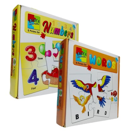 7AYS Educational toys,puzzles and game for kids-Learning games for kid-Puzzle toys for kid-2Combo pack-Numbers and Words themed 5+5 jigsaw puzzle-Skill developing toys and puzzle for kid-Toys for kids