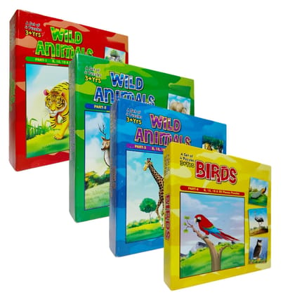 7AYS Educational toys,puzzles and game for kids-Learning games kids-Puzzle toys for kid-4Combo pack-Various Wild Animals and Birds themed 4+4+4+4 jigsaw puzzle-Skill developing toys and puzzle for kid