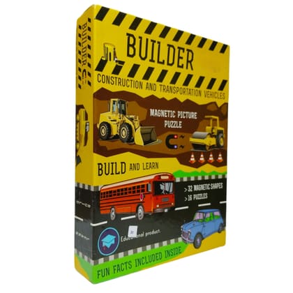 7AYS Magnetic Picture Puzzle-Build and Learn Puzzle Set for Boys and Girls-Magnetic Picture Puzzle Set in The Theme of Builder Construction and Transportation Vehicles-General Knowledge Games