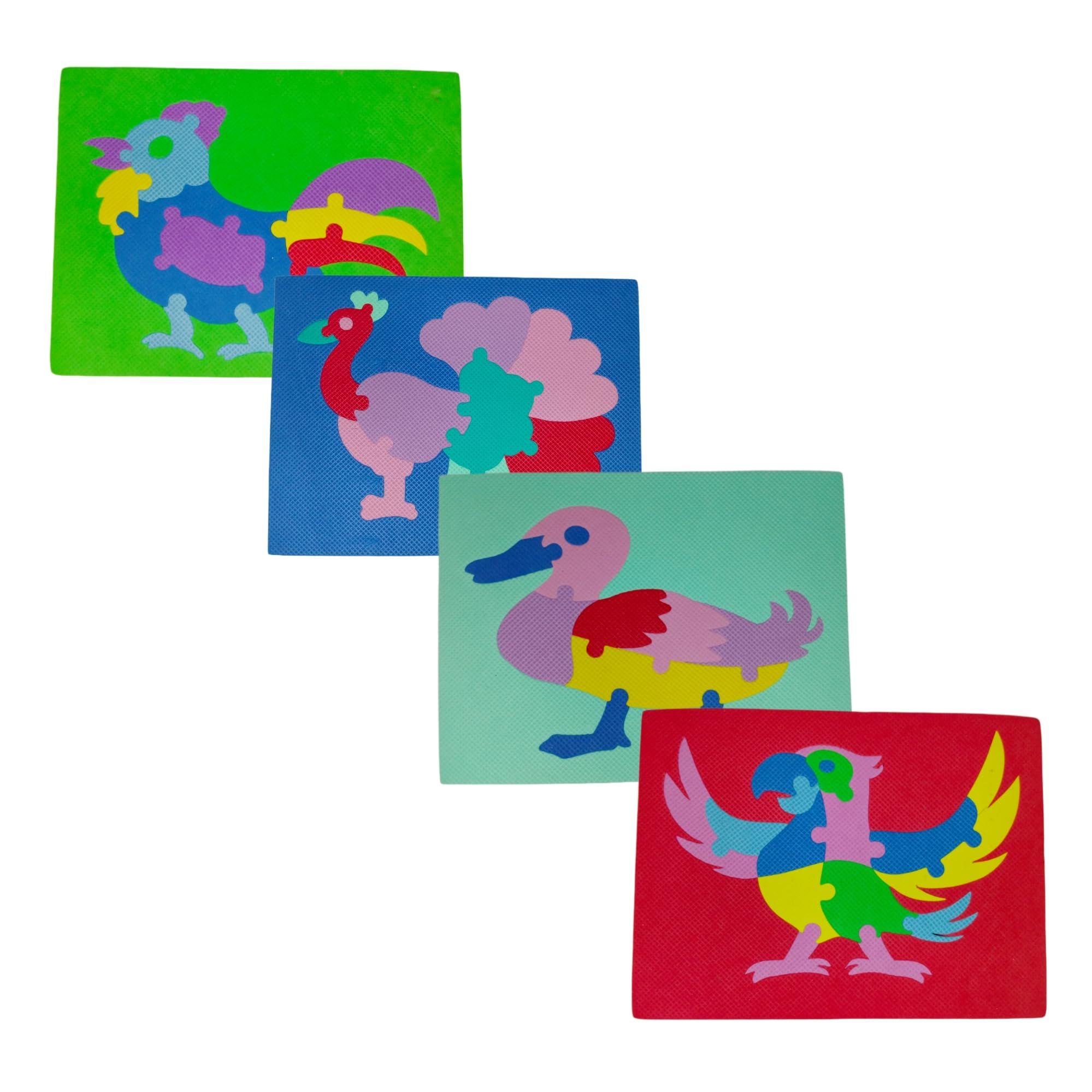 7AYS Puzzle mats for Kids-A Set of 4 Puzzle Foam mats in The Theme of Birds-Foam Puzzles for Children-Skill Developing Puzzles for Children-Interlocking Games and Puzzles for Kids and Toddlers.