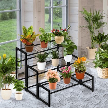 3 Tier Black Metal Plant Stand