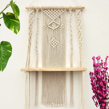 Single Macrame Hanging Shelf