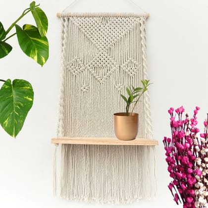 Single Macrame Hanging Shelf