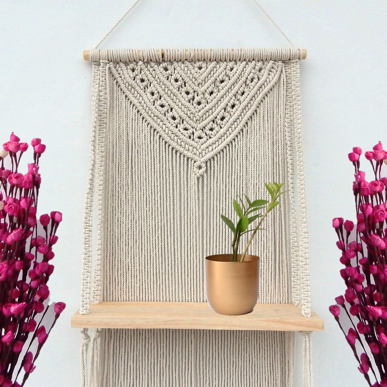 Single Macrame Hanging Shelf