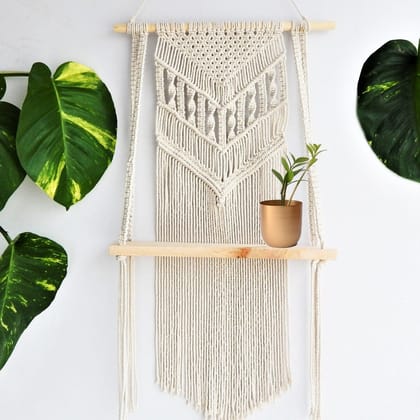 Single Macrame Hanging Shelf