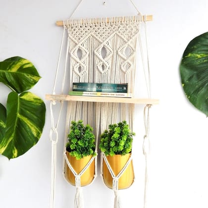 Double Macrame Hanging Shelf