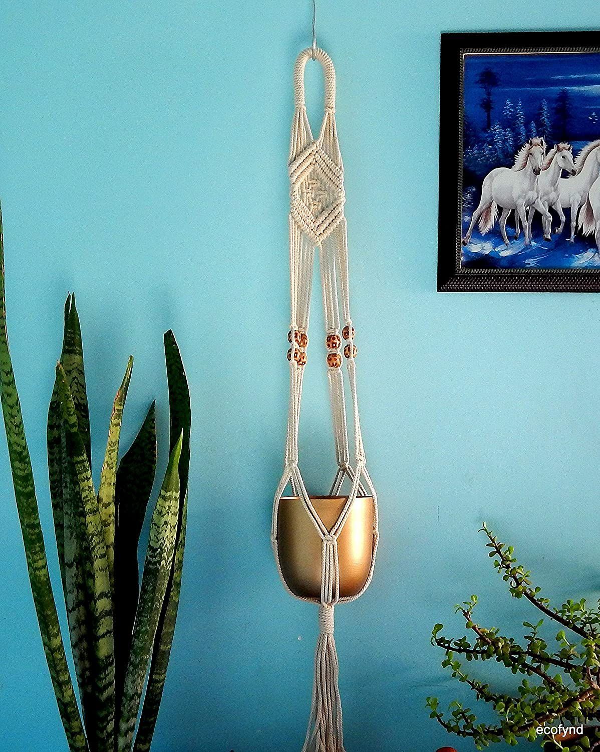 Macrame Plant Hanger with Beads