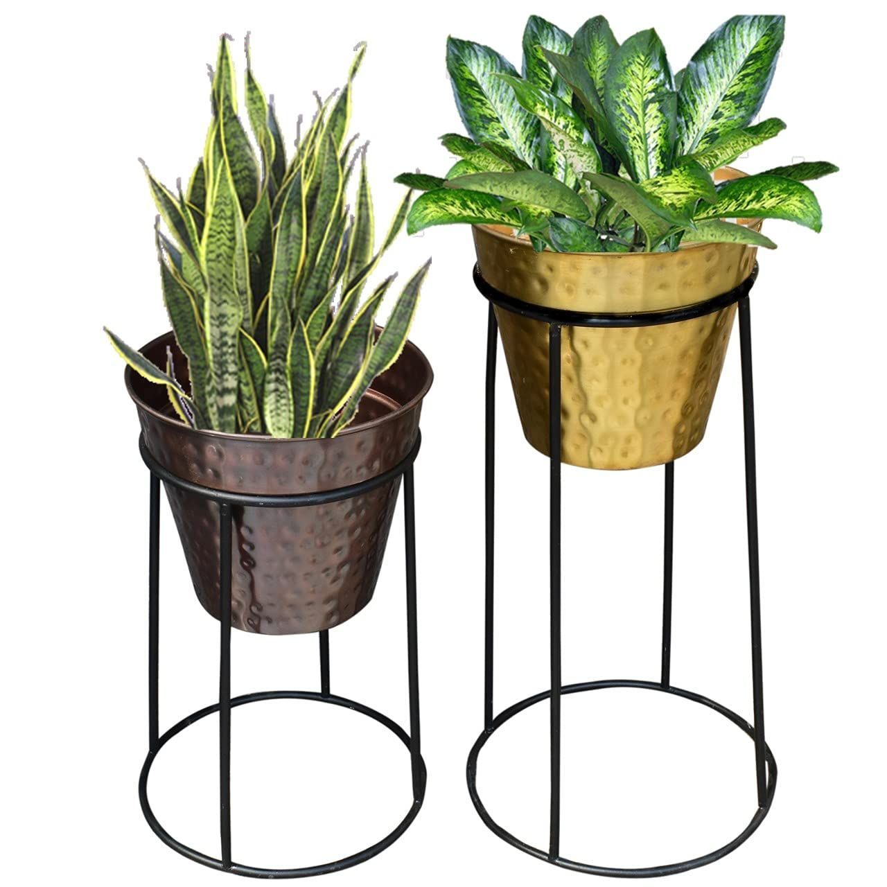 Kira Metal Plant Pot with Stand (Set of 2)