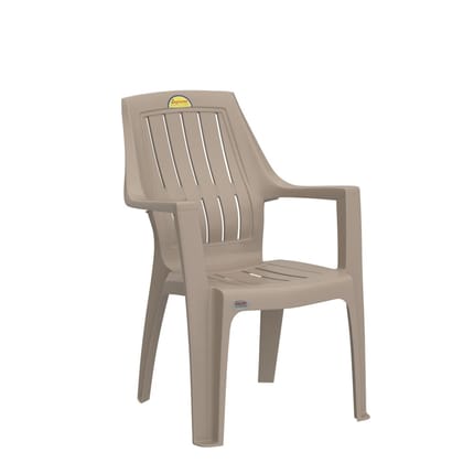 Supreme Turbo Super arm Plastic Chair for Home&Office (Dark Beige) - Set of 2 Pcs