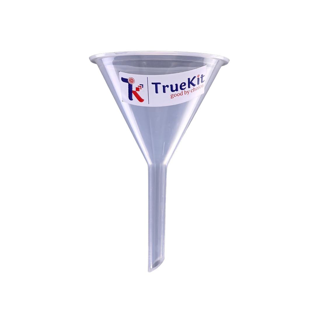 TRUEKIT Transparent Plastic Funnel with Long Stem (Pack of 4)