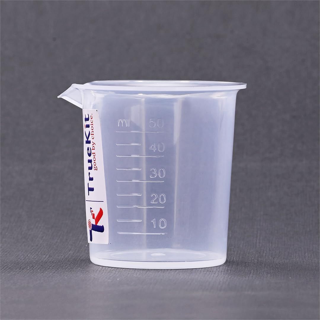 TRUEKIT Transparent Plastic Measuring Beaker with Graduation Marks (Pack of 4)