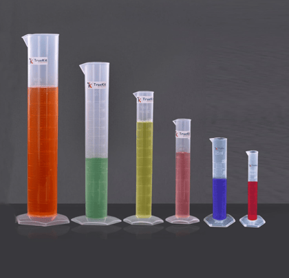 TRUEKIT Transparent Plastic Measuring Cylinder with Graduation Marks. (10ml+25ml+50ml+100ml+250ml+500ml) (Pack of 6)