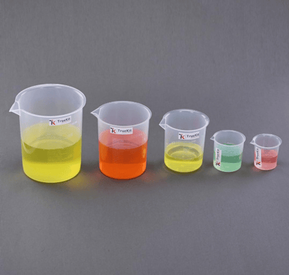 TRUEKIT Transparent Plastic Measuring Beaker with Graduation Marks. (Pack of 5) (50ml+100ml+250ml+500ml+1000ml)