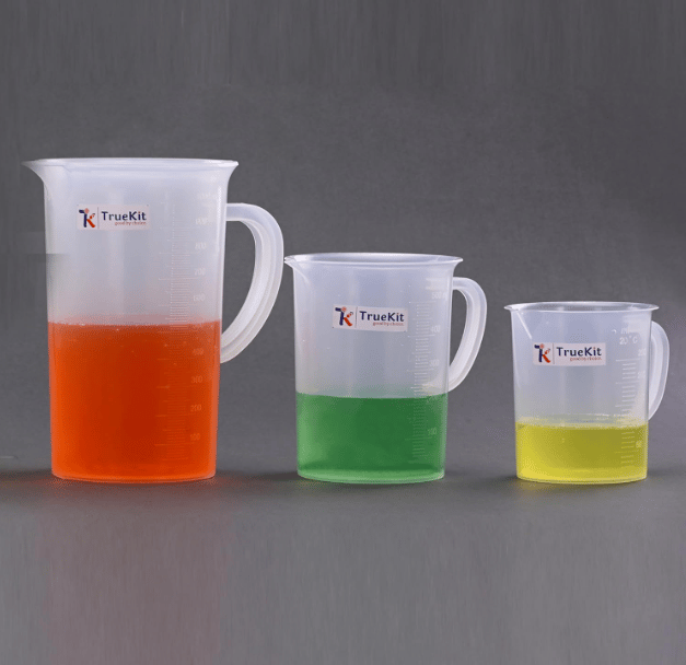 TRUEKIT Transparent Plastic Measuring Jug with Graduation Marks. (250ml+500ml+1000ml) (Pack of 3)