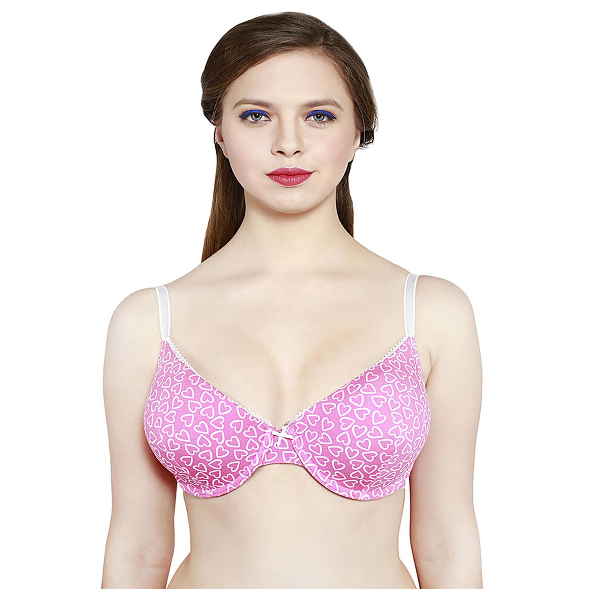 HEART PRINT LOW CUT PADDED BRA