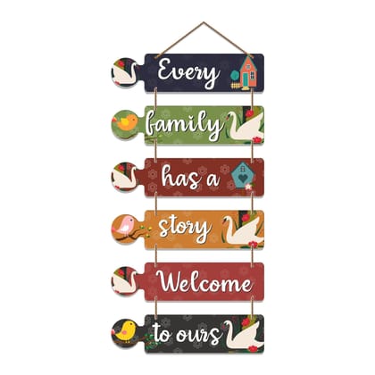 Artvibes Family Quotes Decorative Wall Art MDF Wooden Wall Hanger for Living Room | Bedroom | Home Decor | Gifts | Wood Hangings for Home Decoration | Modern Artworks (WH_6001N-6NN)